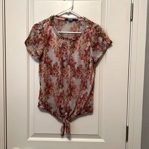 Metallic flower printed top.